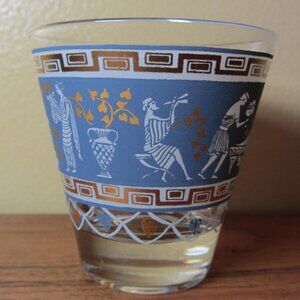 5 oz Cera Jeanette Etruscan Frieze vintage MCM Rocks Glass 22k Gold (W4148)